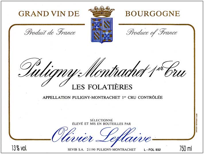 2017 Olivier Leflaive, Puligny-Montrachet, "Les Folatieres" 1er Cru