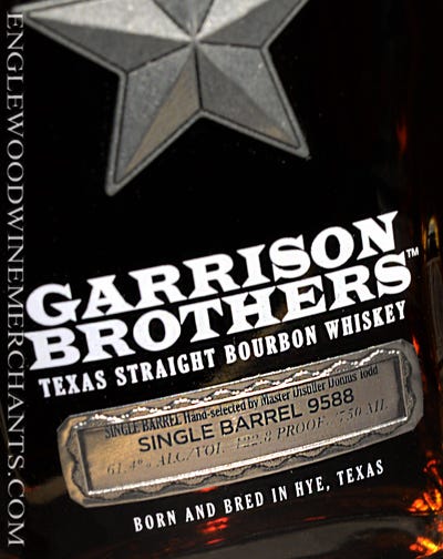 2016 Garrison Brothers, "Single Barrel" Texas Straight Bourbon Whiskey