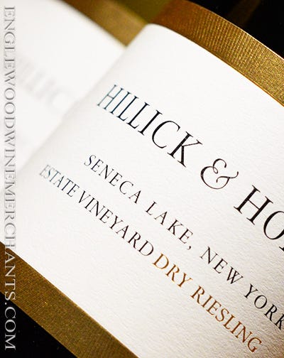 2019 Hillick & Hobbs, "Estate" Dry Riesling Seneca Lake New York